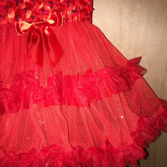 Girl’s Gorgeous Red Popatu Dress Sz Med - Picture 3 of 7